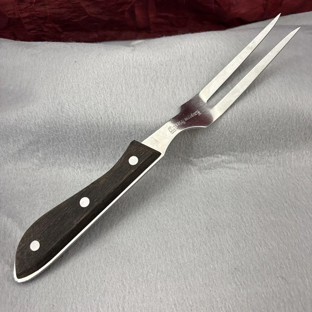 VTG Emperor Steel Stainless Meat Serving Fork Wood Handle Household Japan 11